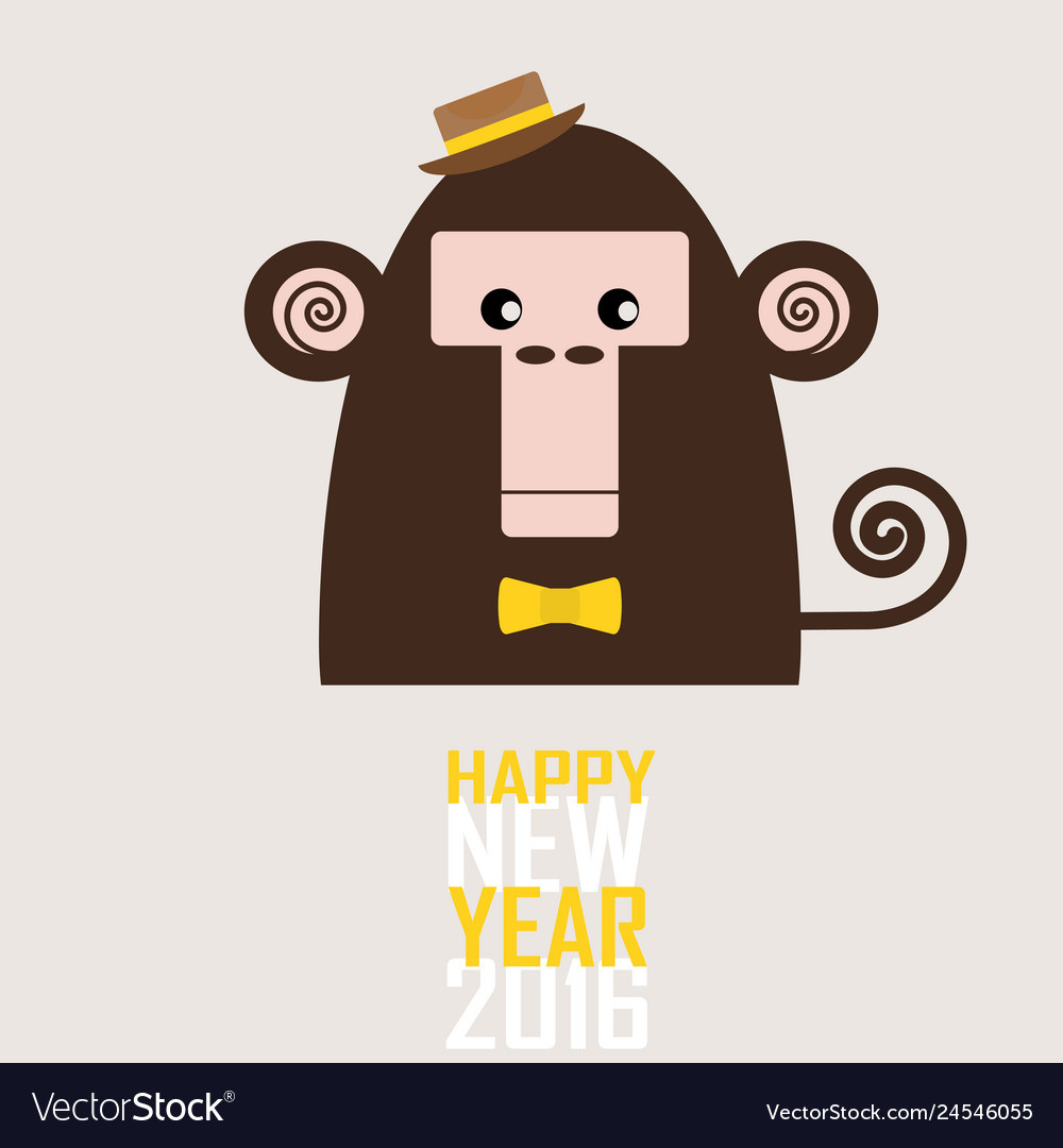 Happy new year greeting card with monkey