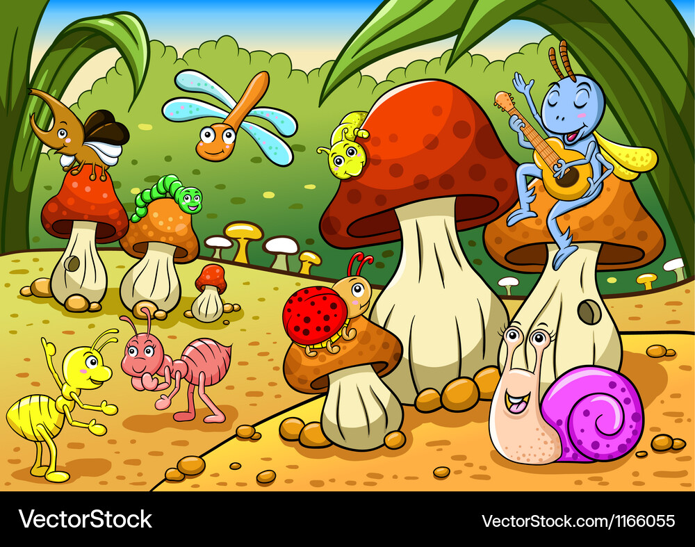 Insects family on ground Royalty Free Vector Image