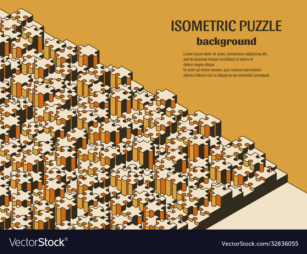 Jigsaw puzzle isometric background with many vector image Jigsaw puzzle isometric background with many