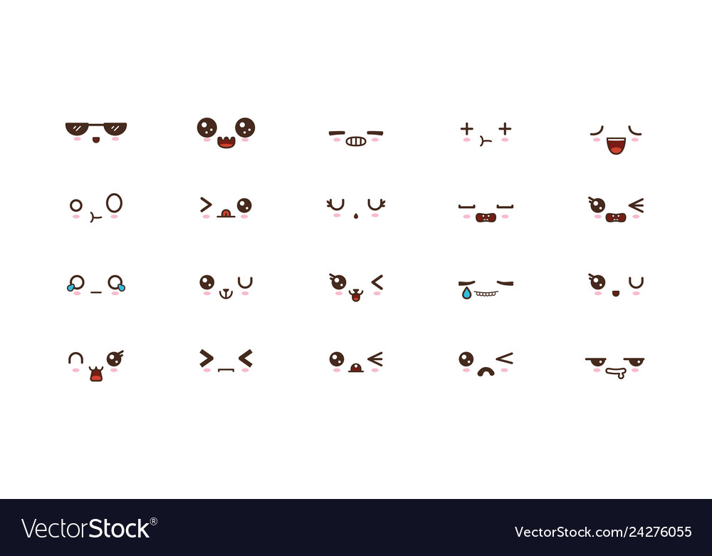 Kawaii lächeln emoticons japanisch emoji