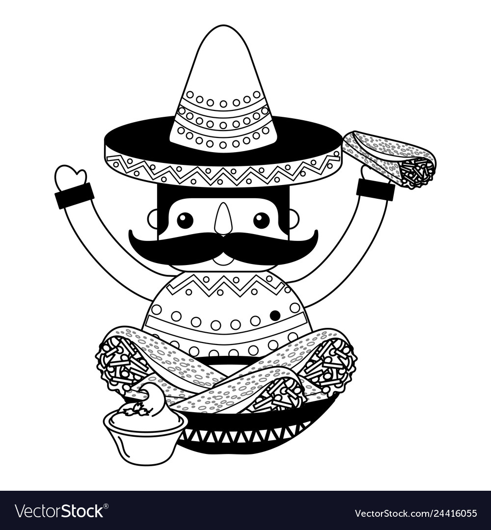 Mexican man with hat and food