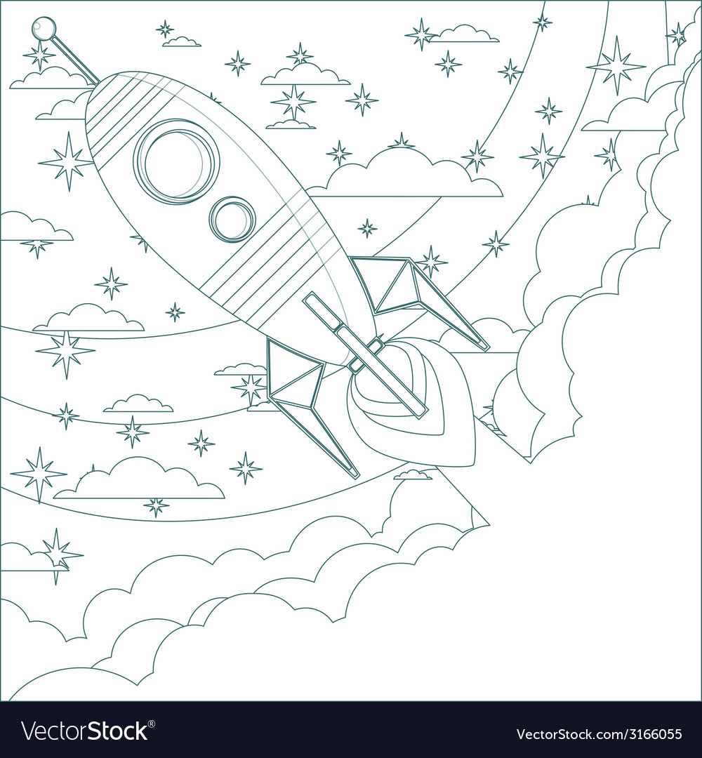 Rocket in sky with space for text