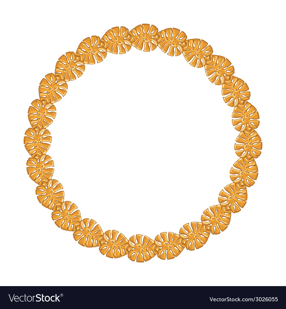 Round frame - gold chain on the white background