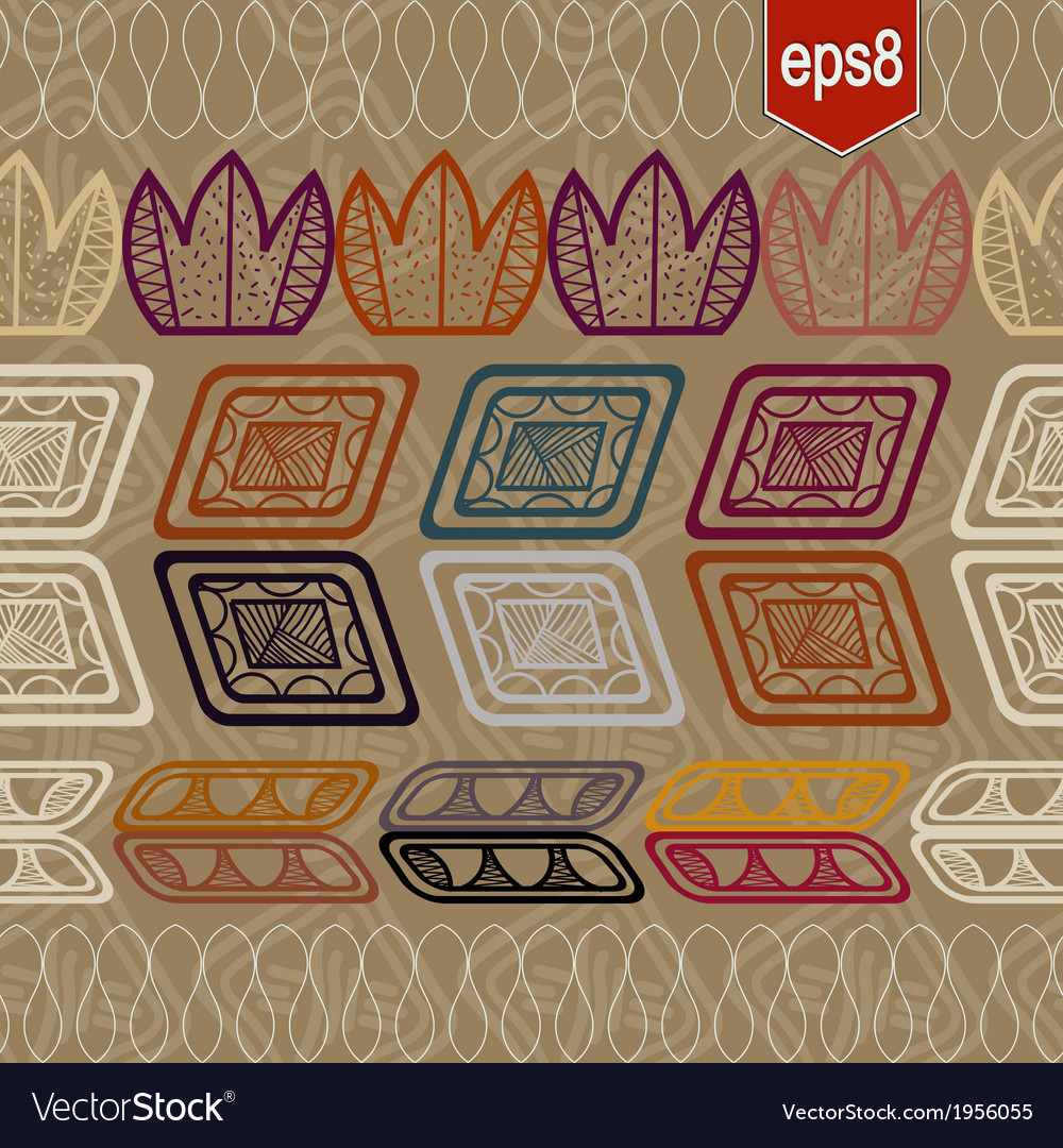 Seamless pattern with abstract ethnic elements