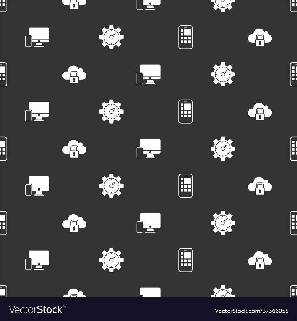 Set mobile apps cloud computing lock monitor vector image Set mobile apps cloud computing lock monitor