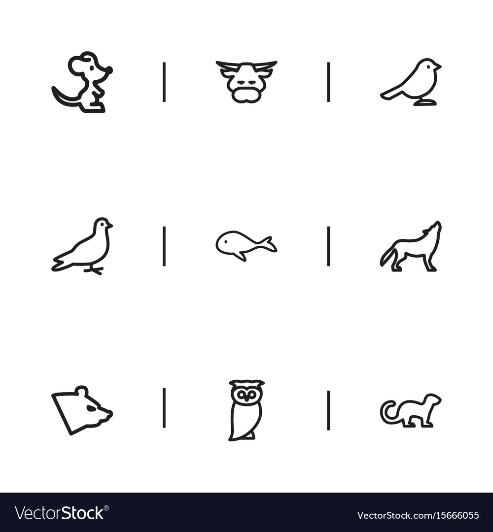 Set of 9 editable zoo icons includes symbols