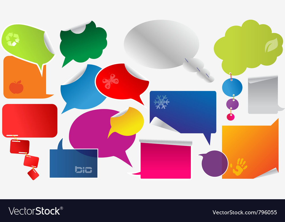 Set of colorful dialog boxes and stickers