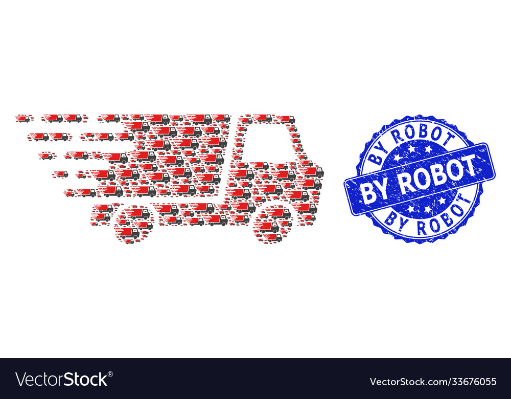 Textured by robot round seal stamp and recursive vector image Textured by robot round seal stamp and recursive
