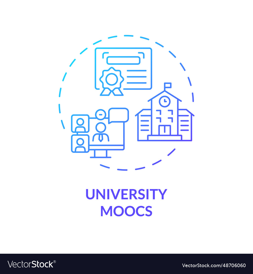 2d gradient thin linear icon university moocs vector image 2d gradient thin linear icon university moocs