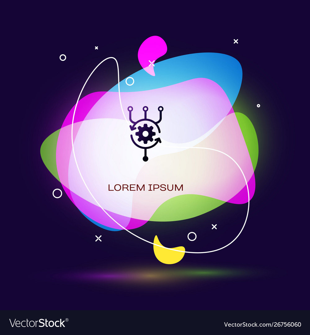 Black algorithm icon isolated on dark blue