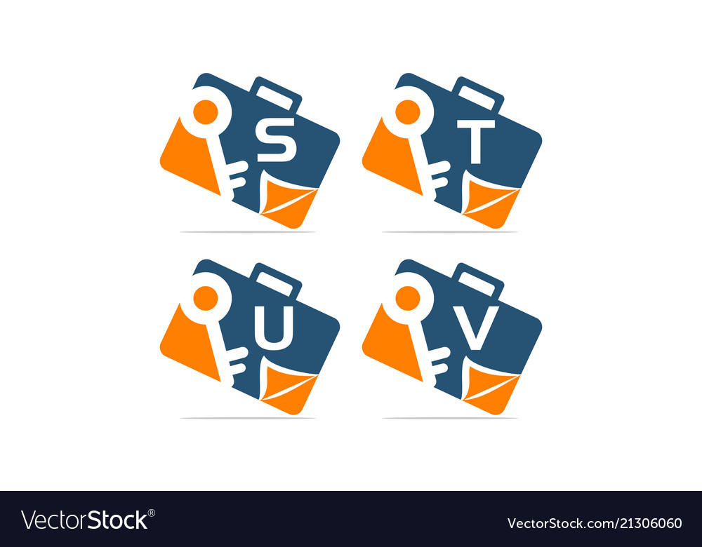 Briefcase key document template set Vector Image Briefcase key document template set