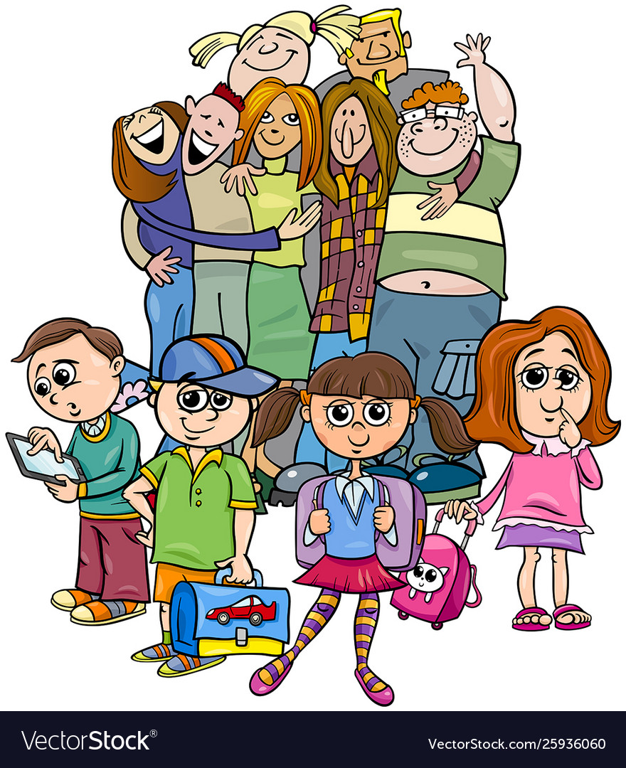 cartoon elementary school children group elementary school cartoon