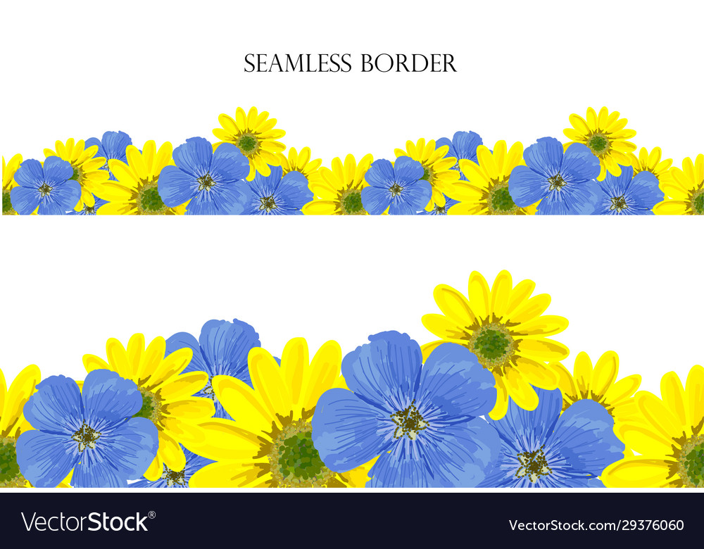 Flower meadow seamless border repeating pattern