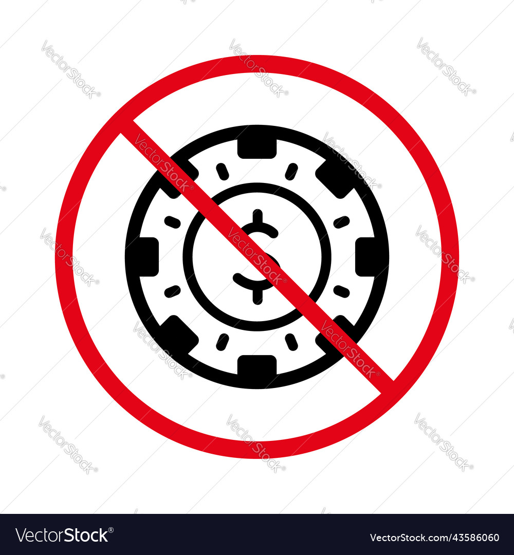 Nicht erlaubt Spiel Casino-Schild verboten Chip Poker vector image Nicht erlaubt Spiel Casino-Schild verboten Chip Poker