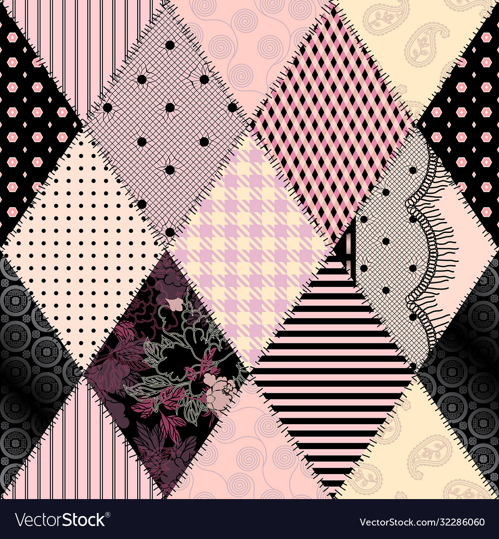 Patchwork textile pattern seamless quilting