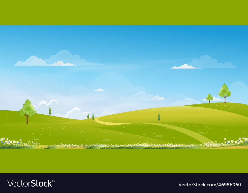 Spring background with green grass field vector image Spring background with green grass field