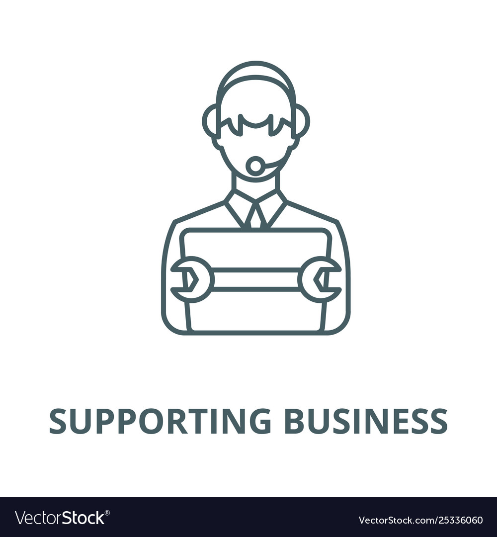 Supporting business line icon linear vector image Supporting business line icon linear