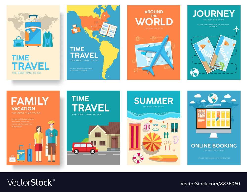 Tour Of The World Brochure Set Travel Royalty Free Vector