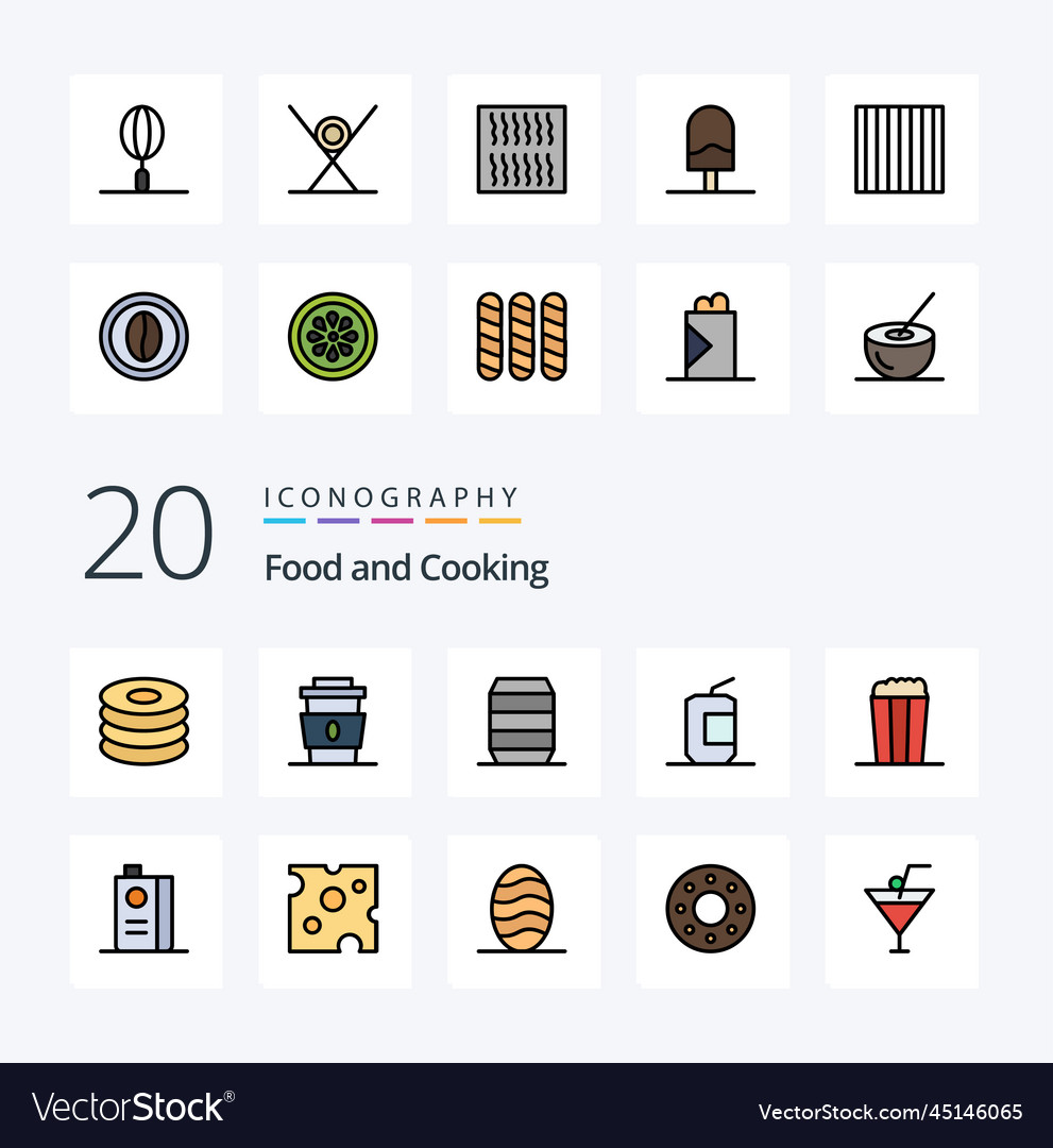 20 food line filled color icon pack like