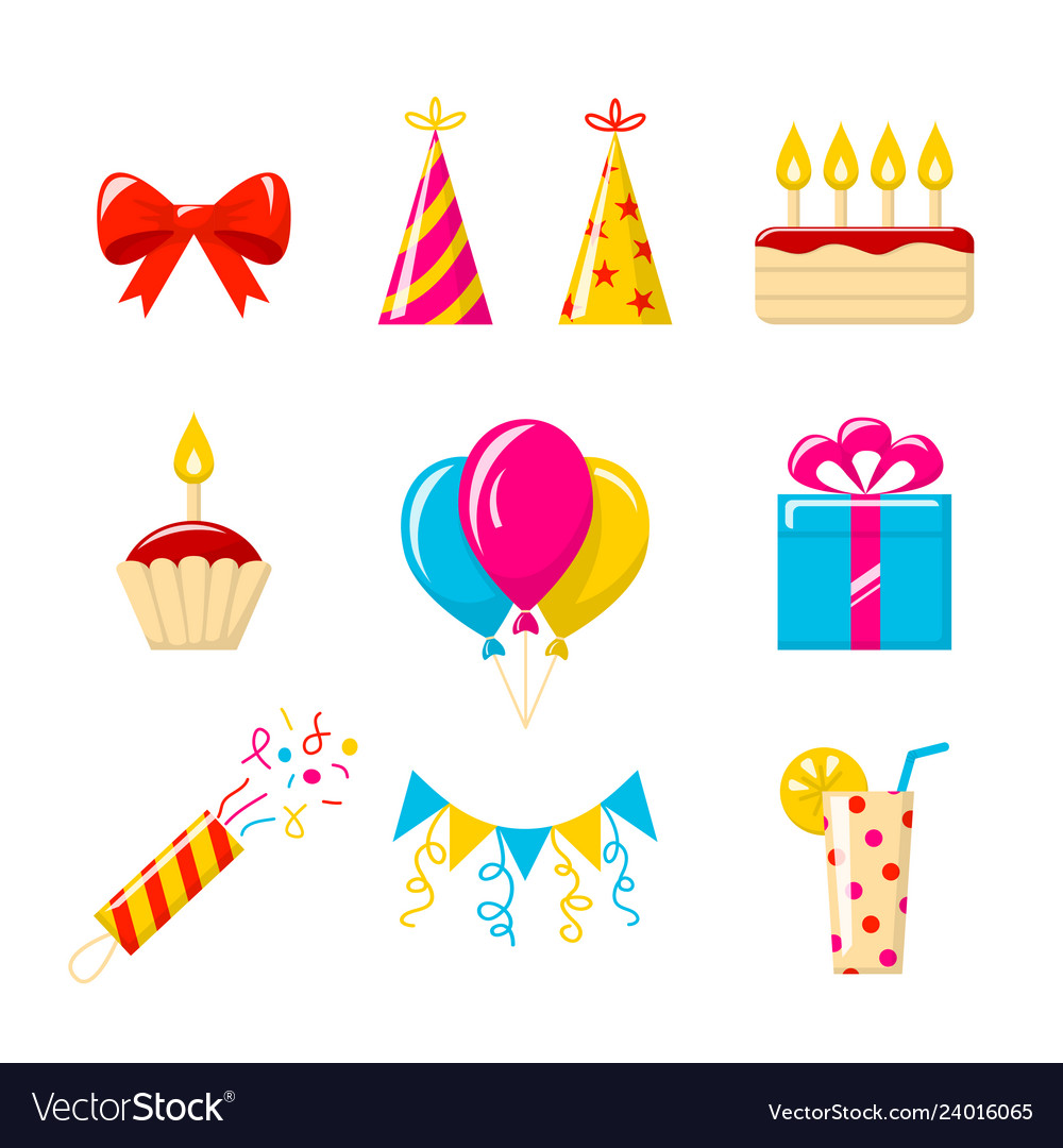 Birthday Icons Royalty Free Vector Image Vectorstock