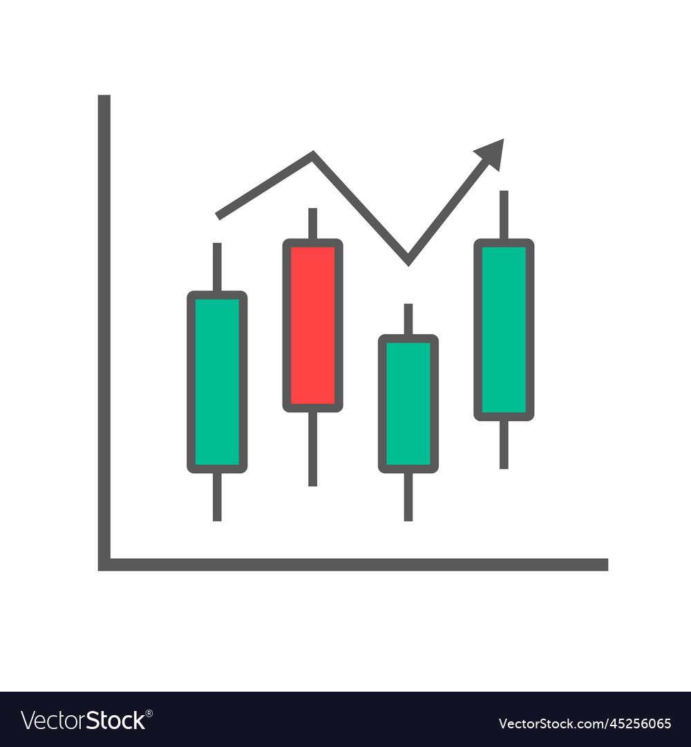 Fluctuation icon on candlestick chart Royalty Free Vector