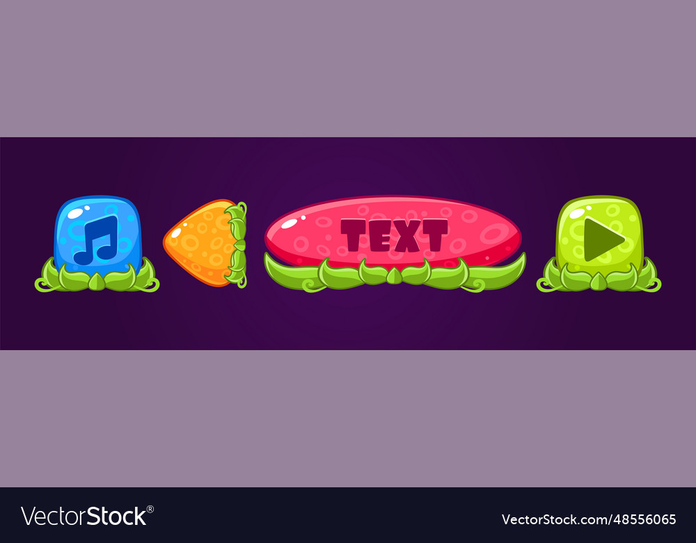 Glossy button with green grass for game user vector image Glossy button with green grass for game user