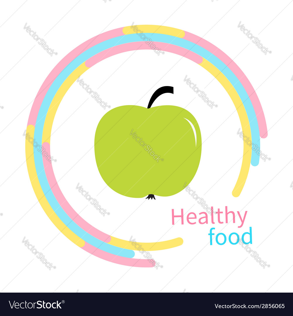 Green apple abstract round frame diet concept Vector Image