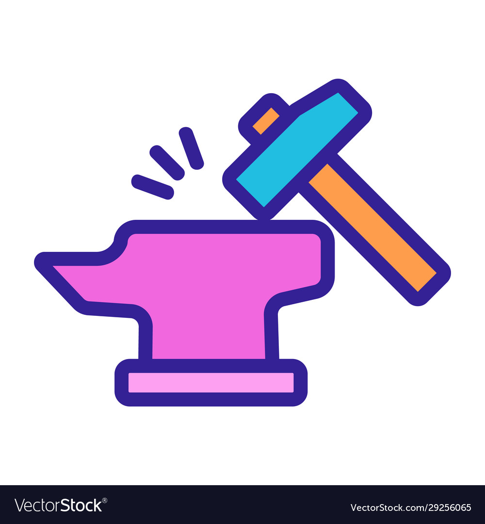 Hammer and anvil icon isolated contour Royalty Free Vector