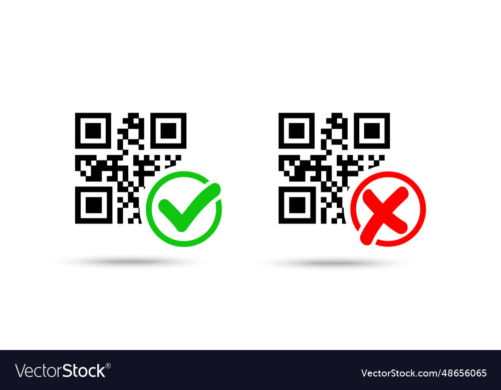 Qr code control icon check mark and cross