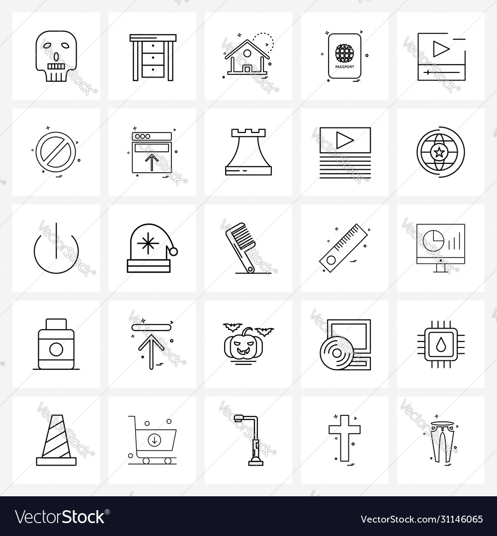 Set 25 simple line icons for web and print