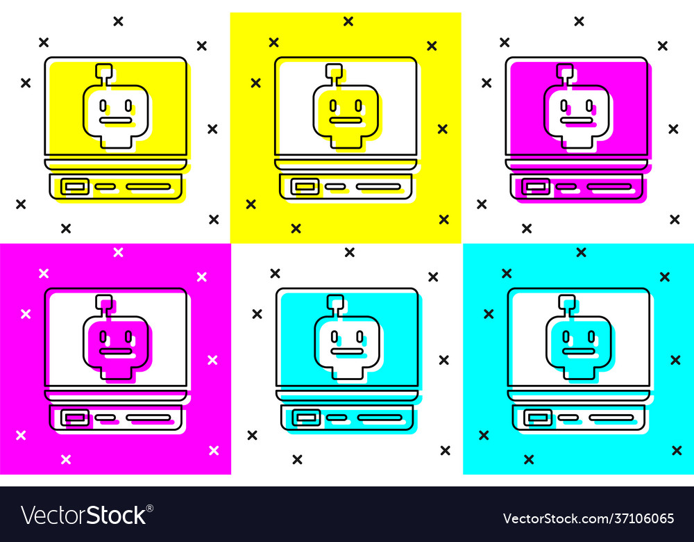 Set robot icon isolated on color background Vector Image Set robot icon isolated on color background