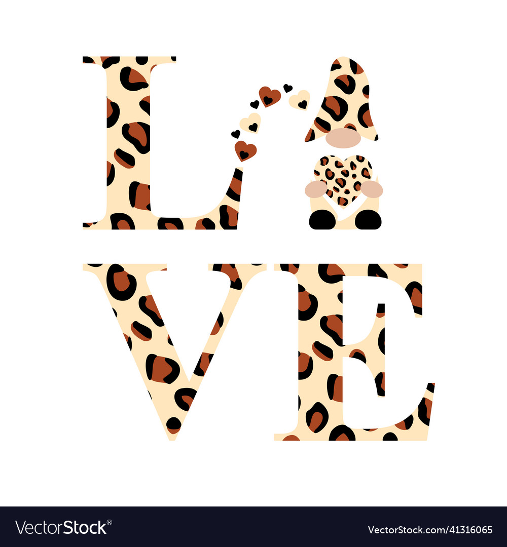 Simple leopard love with heart Royalty Free Vector Image