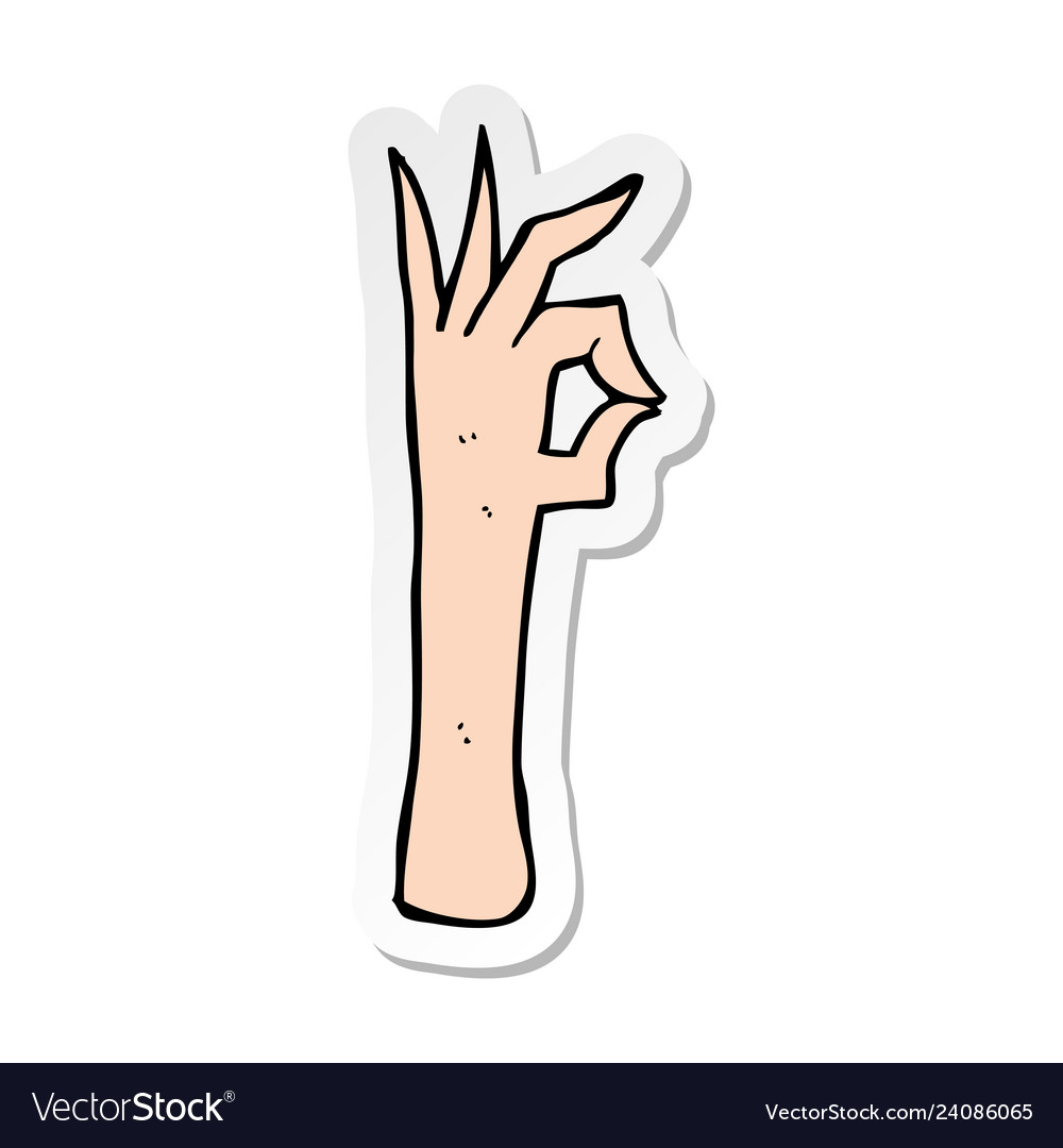 Sticker of a cartoon okay hand gesture