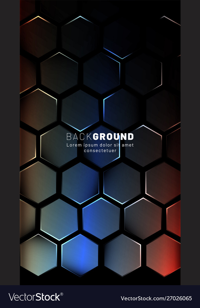 Vertical hexagon background gradient color light vector image Vertical hexagon background gradient color light