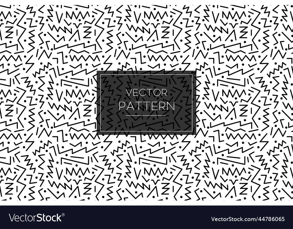 Zigzag black lines with dots seamless pattern
