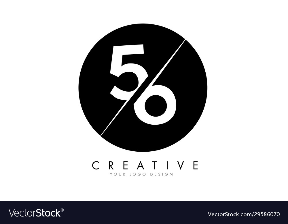 56 5 6 number logo design with a creative cut