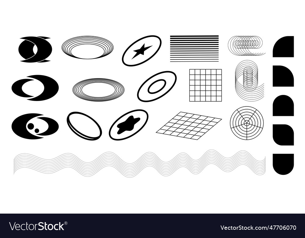 A set of retro y2k elements and abstract forms