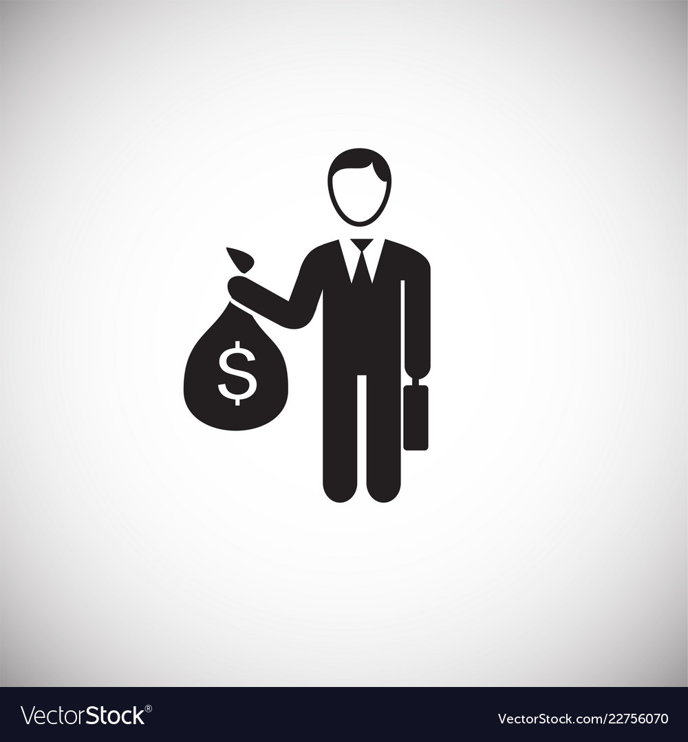 Businessman with money bag on white background