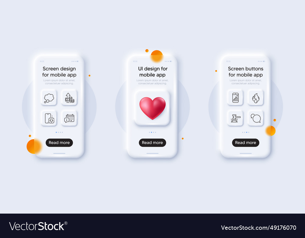 Calendar inflation and judge hammer line icons