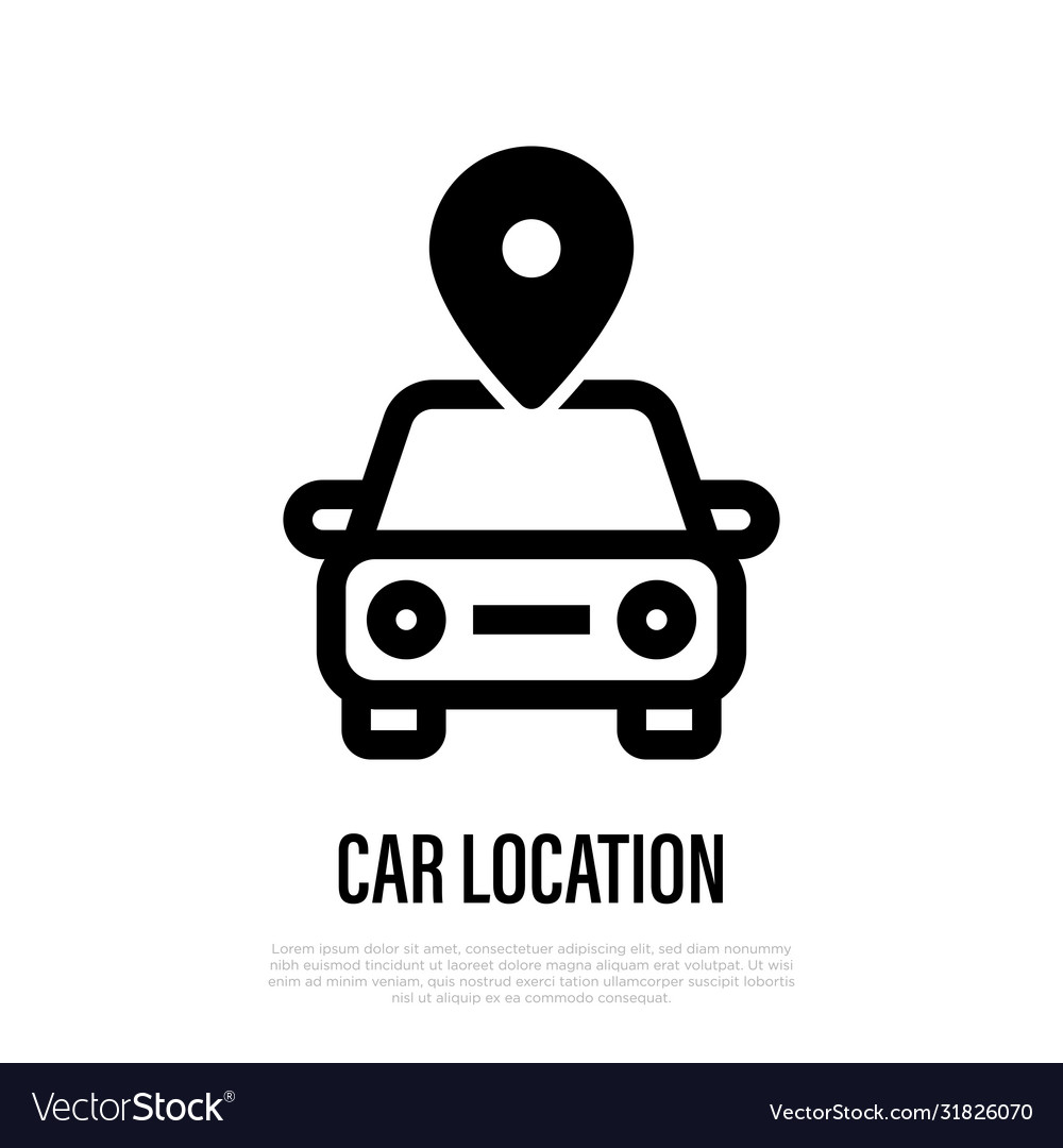 Car location thin line icon pointer for position