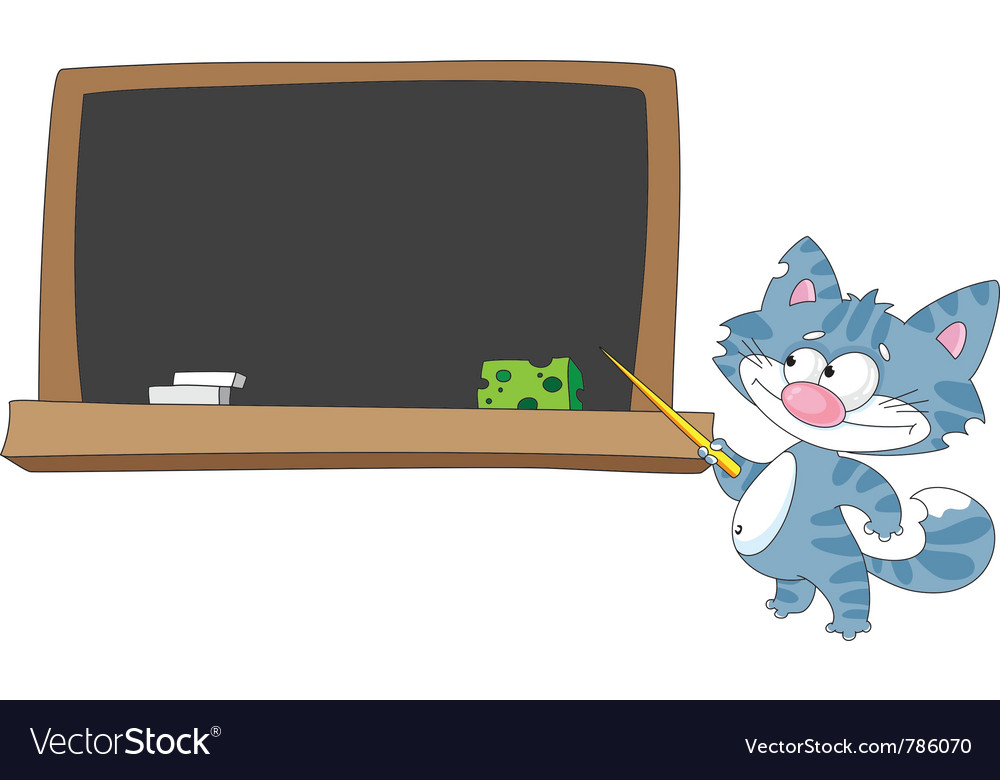 Cat with a pointer and blackboard
