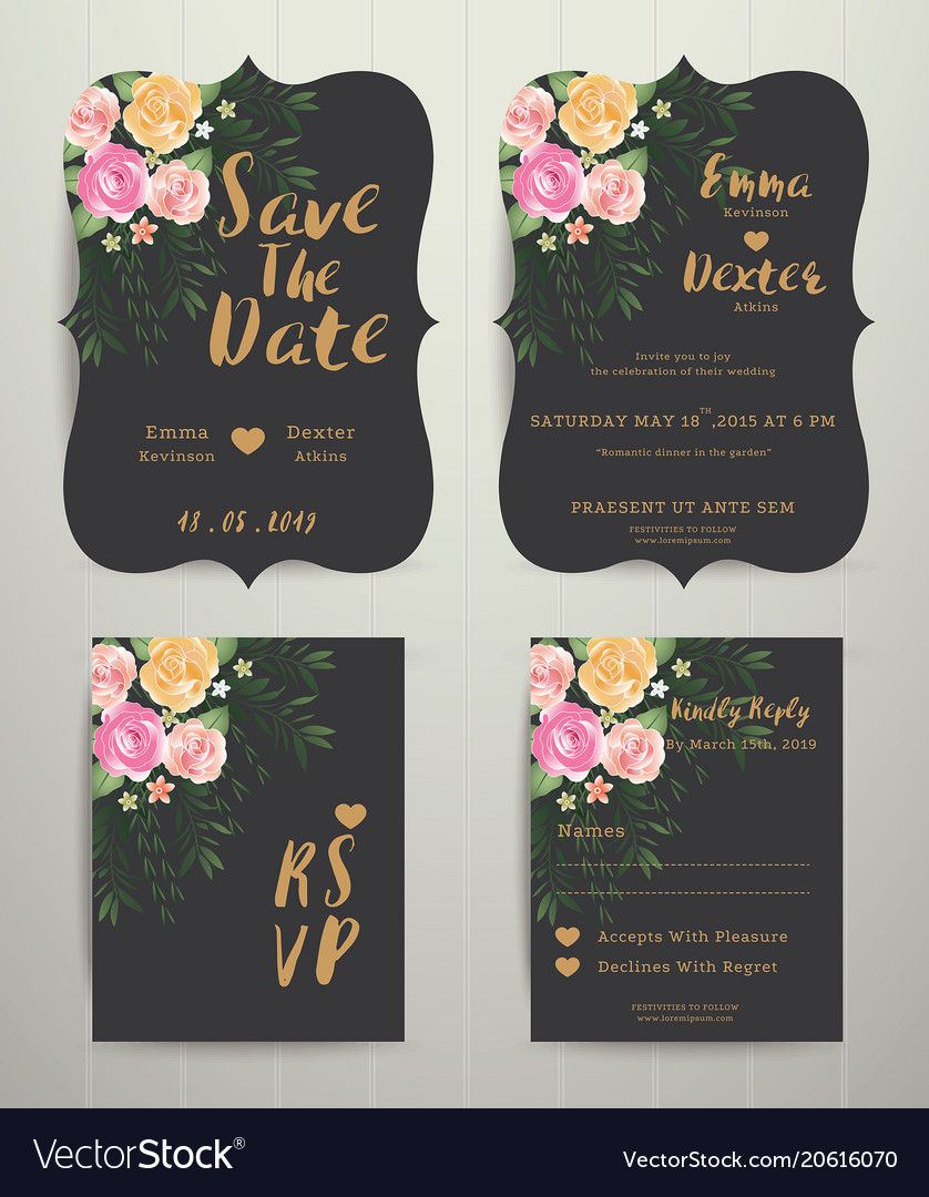 Floral wedding invitation save date card Vector Image