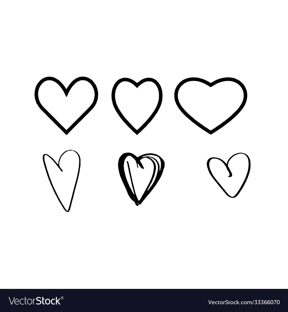 Hearts set different style and shape vector image Hearts set different style and shape