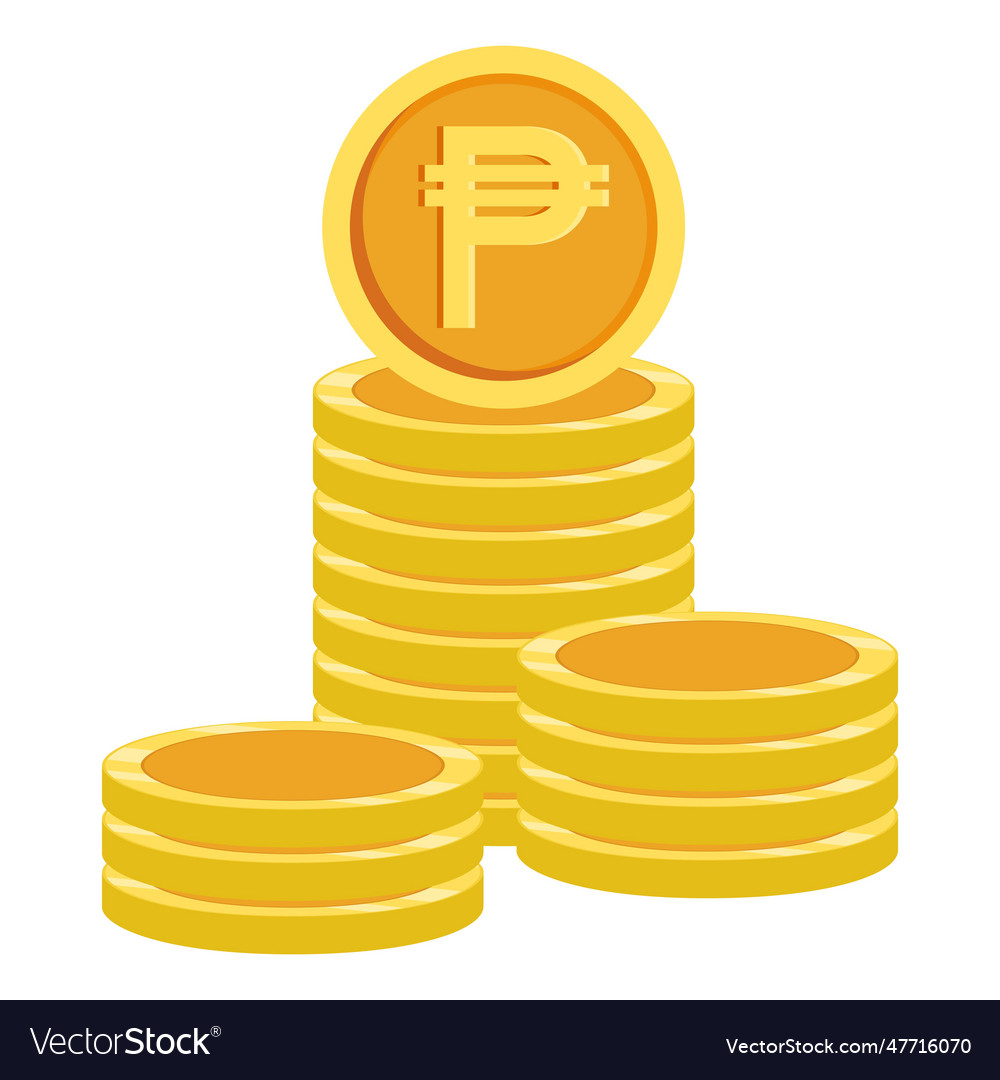 Isolated empty golden pesos coin stack Vector Image Isolated empty golden pesos coin stack