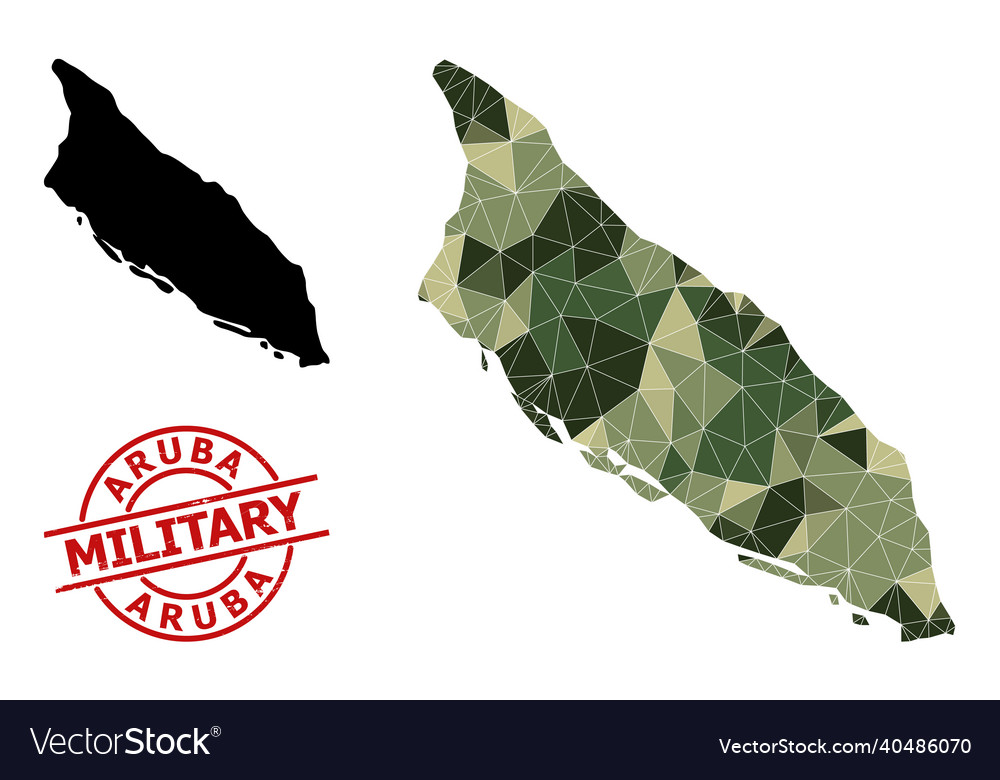 Low-Poly Mosaikkarte von aruba Insel und zerkratzt