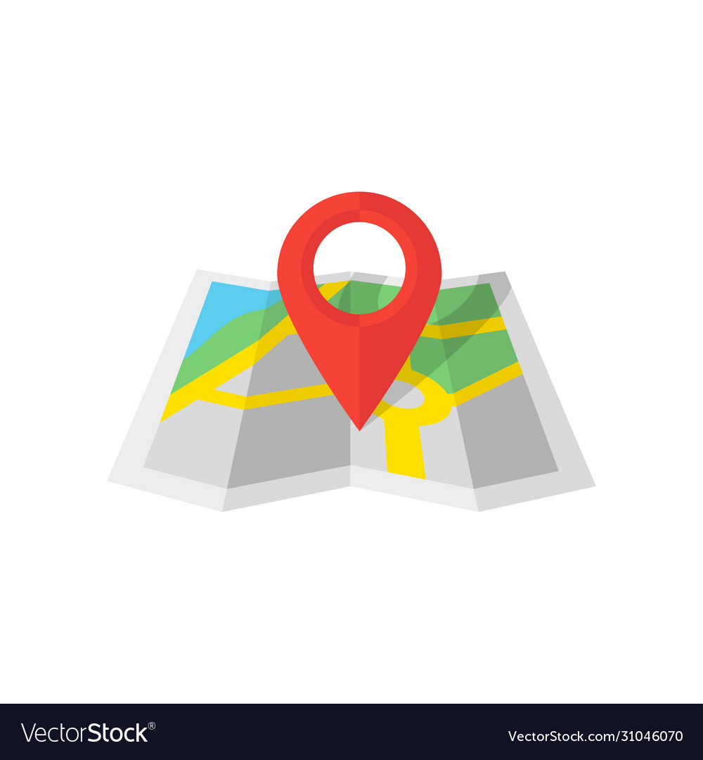 Map and marker location in flat isometric vector image Map and marker location in flat isometric