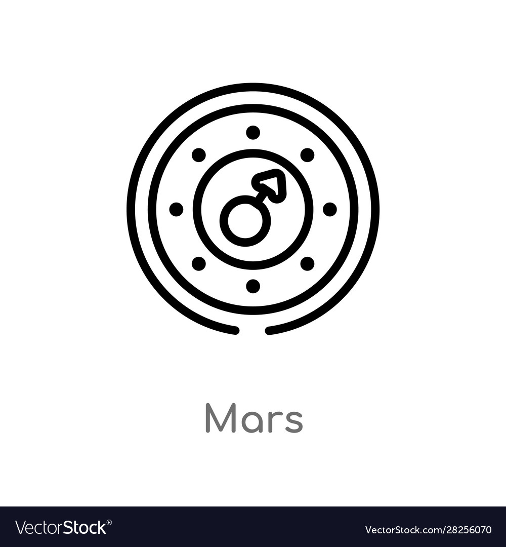 Outline mars icon isolated black simple line