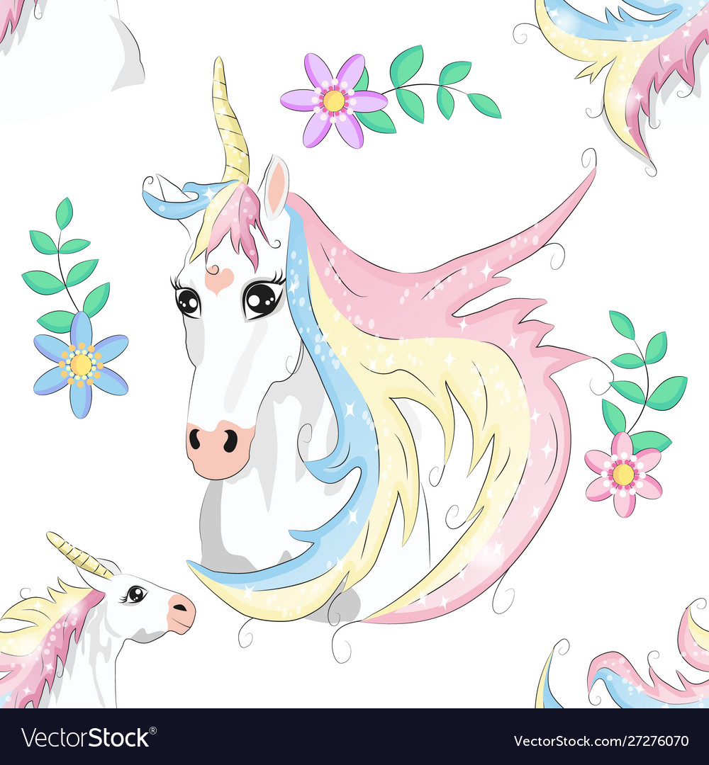 Seamless unicorn pattern magic background vector image Seamless unicorn pattern magic background