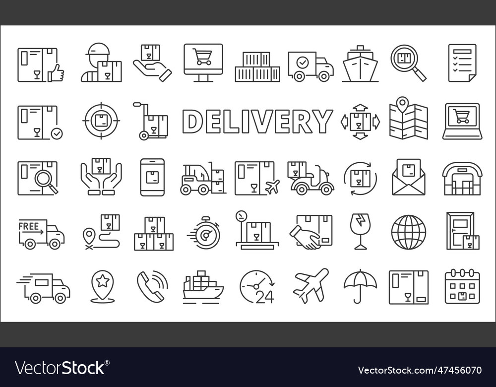 Set of delivery logistic system icons in line vector image Set of delivery logistic system icons in line