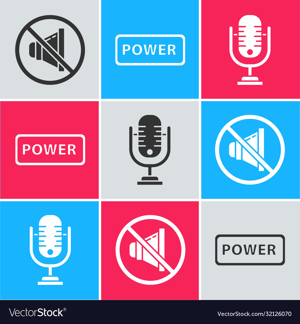 Set speaker mute power button and microphone icon